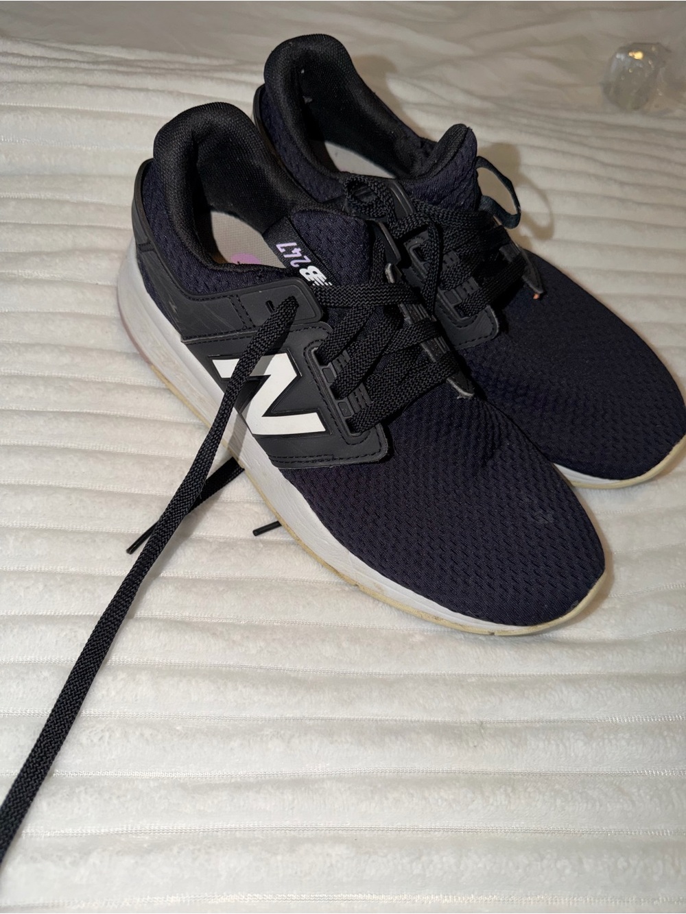 New Balance Black and White Mesh Trainers
